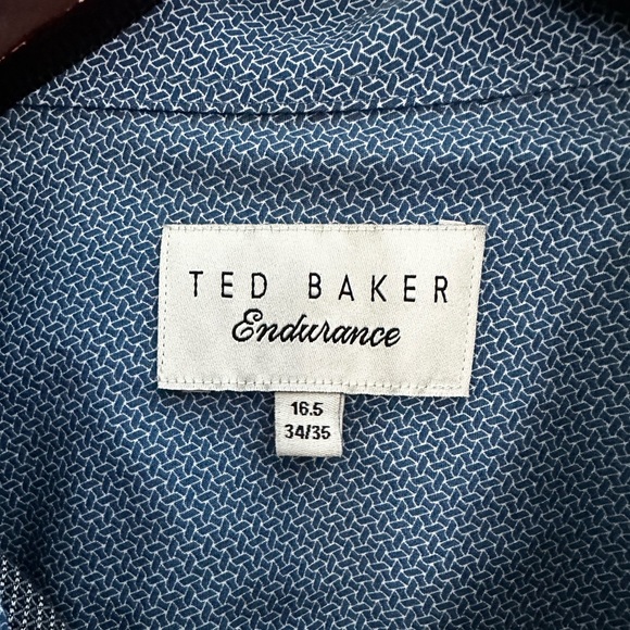 TED BAKER Endurance 16.5 34/35 Blue Flip Contrast Cuff Spread Collar 100% Cotton - Picture 3 of 10